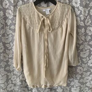 Charlotte Russe Cream Blouse with Tie Detail
